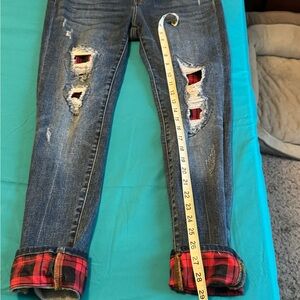 Stylish Blue Jeans with Red Accents